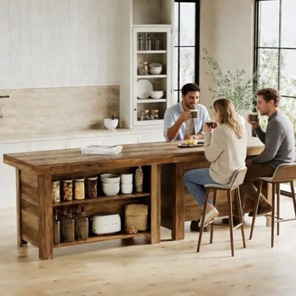 3-Tier Farmhouse Kitchen Island with Storage