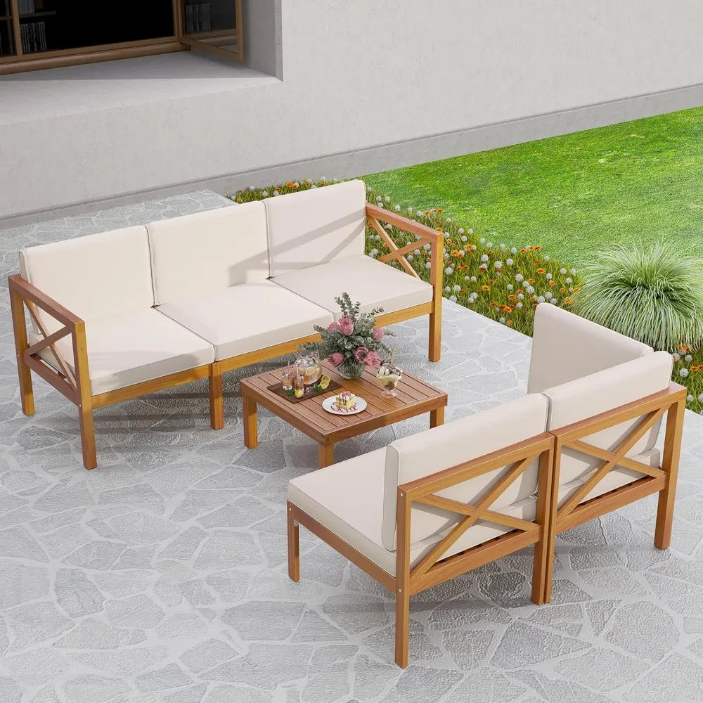 6 Piece Patio Furniture Set with Cushions & Coffee Table