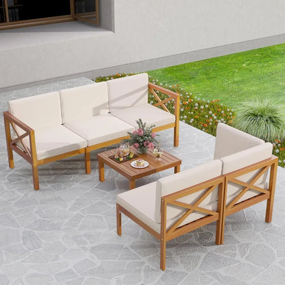 6 Piece Patio Furniture Set with Cushions & Coffee Table