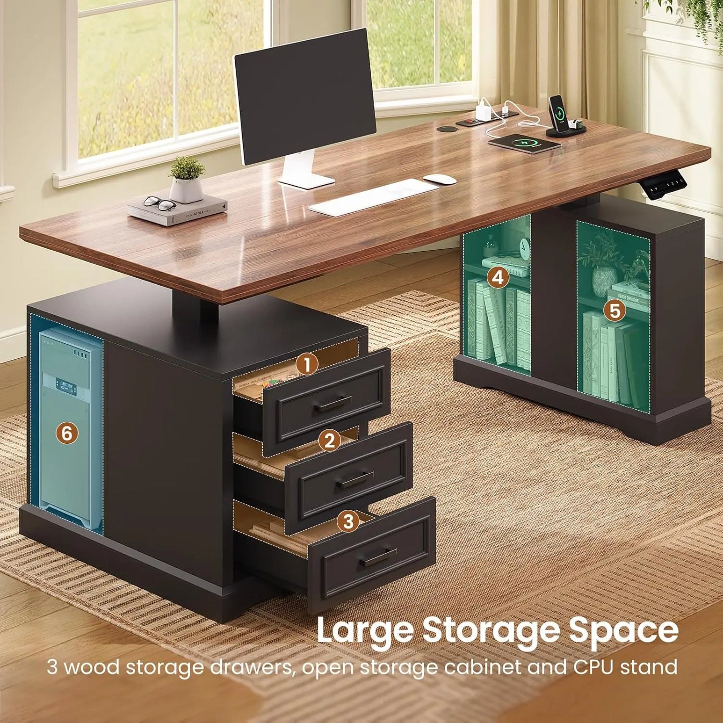 Farmhouse Electric Standing Desk with Adjustable Height