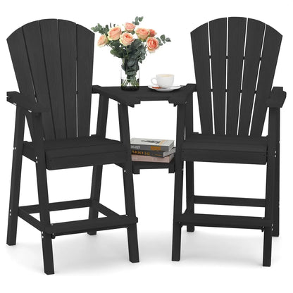 Set of 2 Outdoor Chairs with Double Connecting Tray