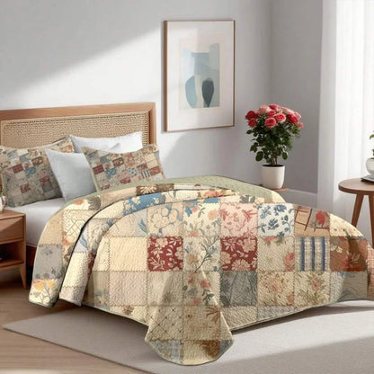 Flower Checkered Bedding Set Includes 1/2 Pillowcases
