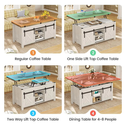 Lift Top Farmhouse Coffee Table with Storage