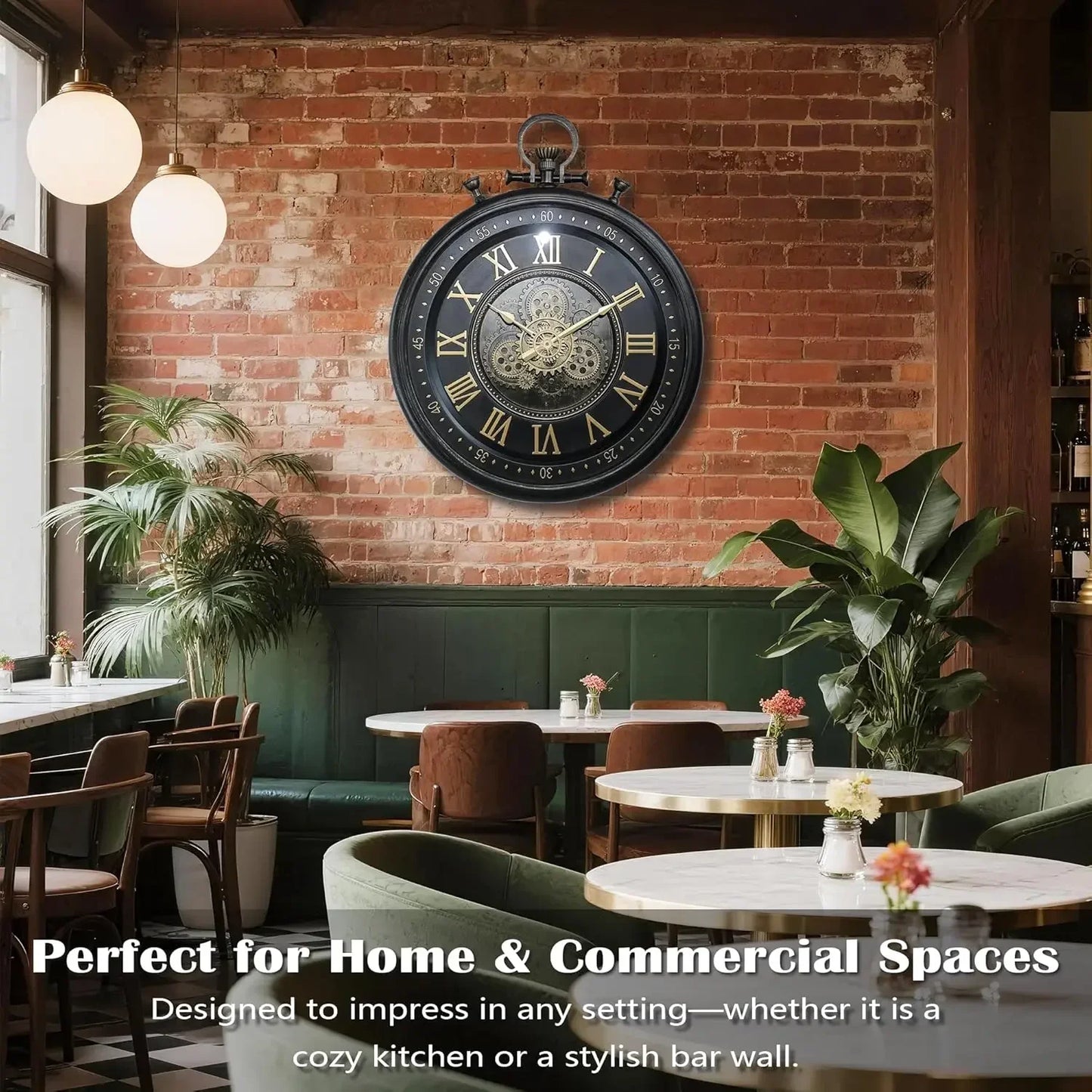 24" Farmhouse Wall Clock with Industrial Steampunk Gears