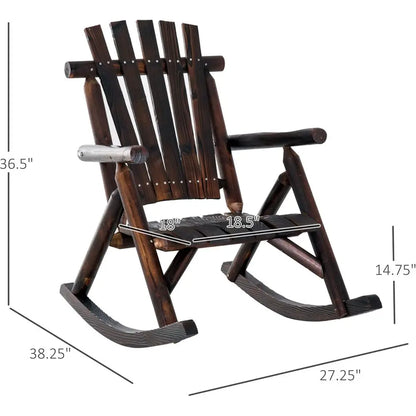 Outdoor Wooden Rocking Chair with Slatted Seat