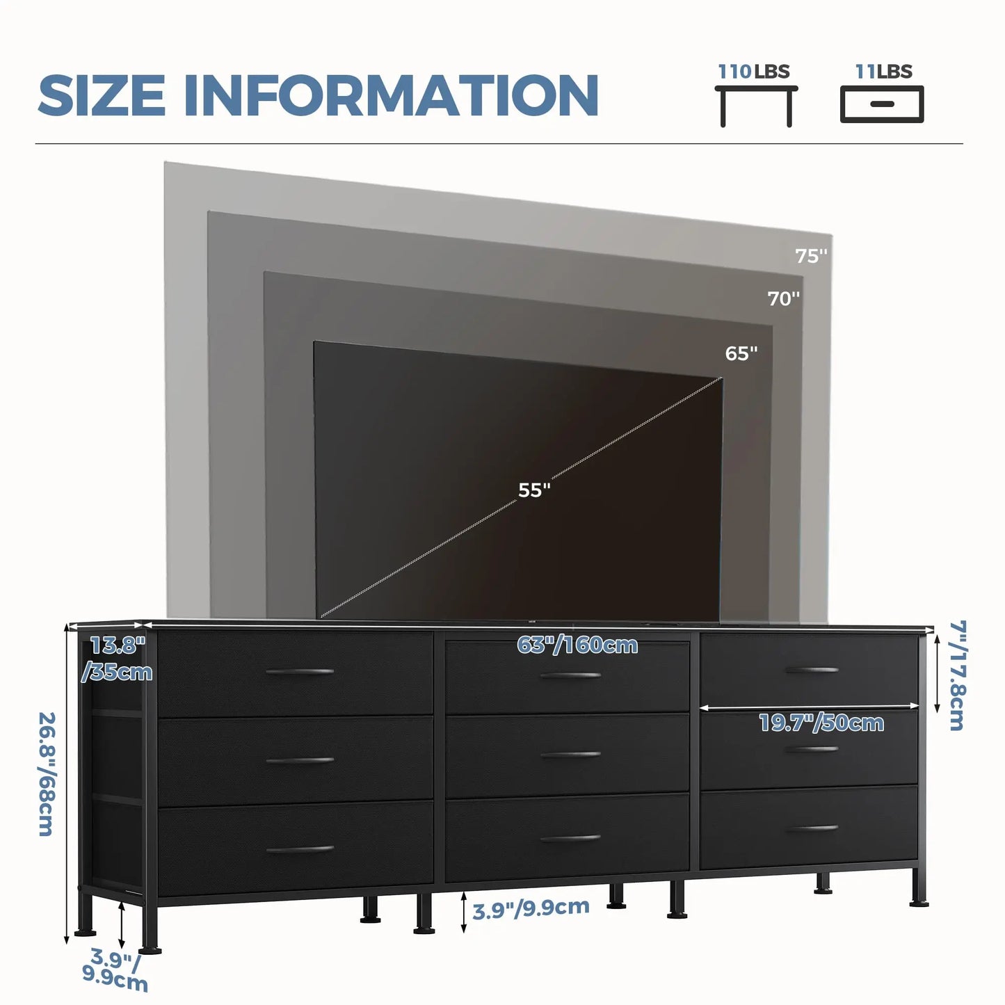 Chest of Drawers for Bedroom or TV Stand for Living Room