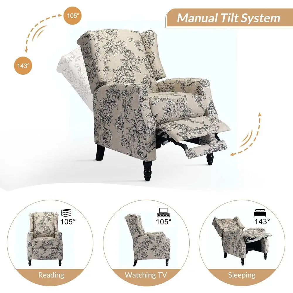 Recliner Armchair with Solid Wood Legs