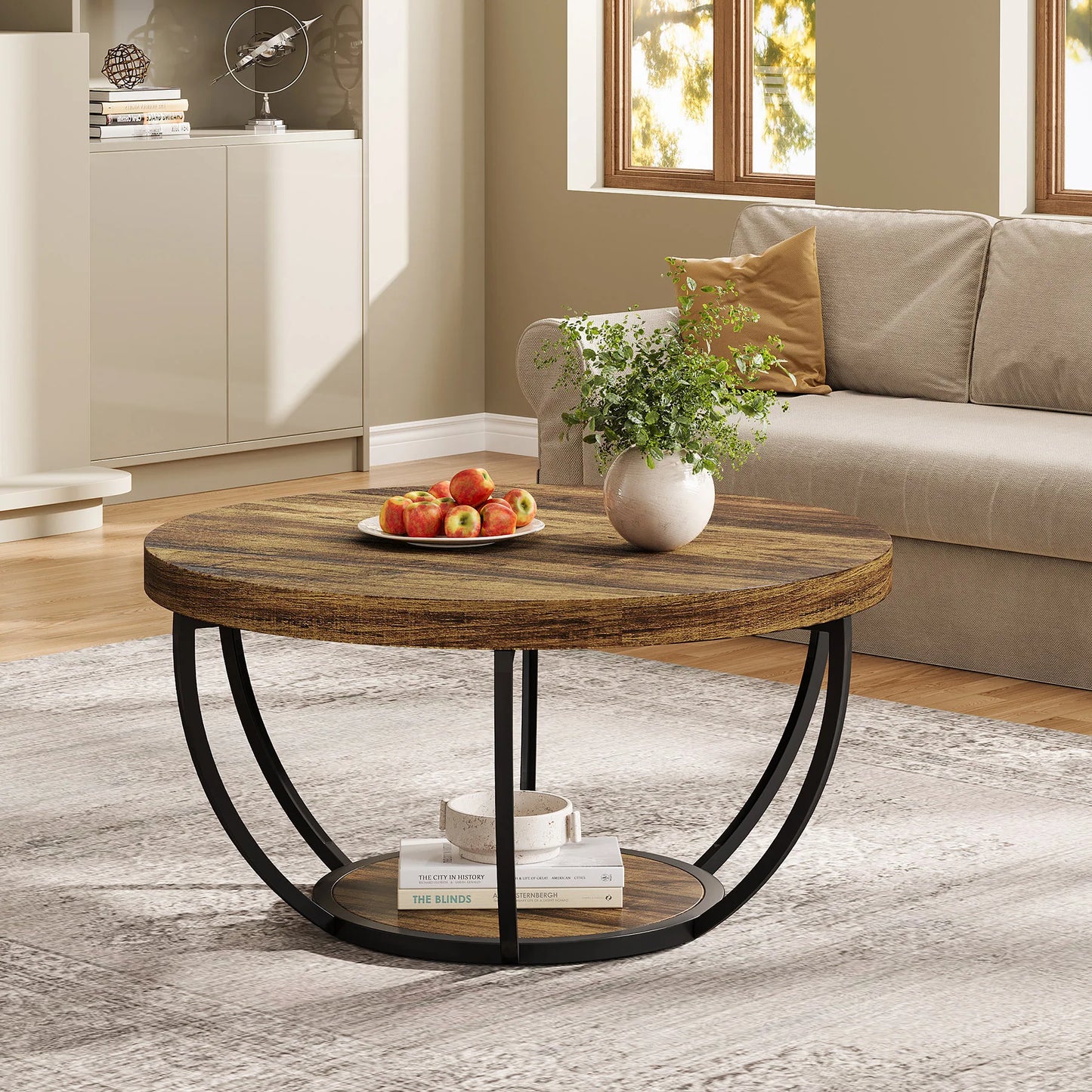 Farmhouse Industrial Round Coffee Table