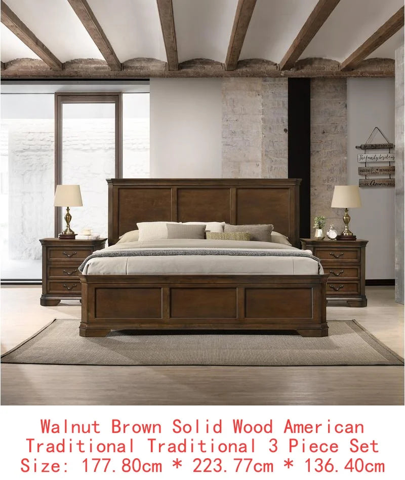 3 Piece Queen Wooden Bedroom Set with 2 Nightstands