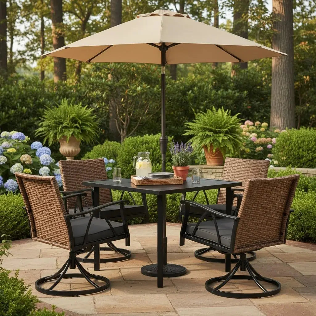 5-Piece, Outdoor Patio Dining Set with Cushions