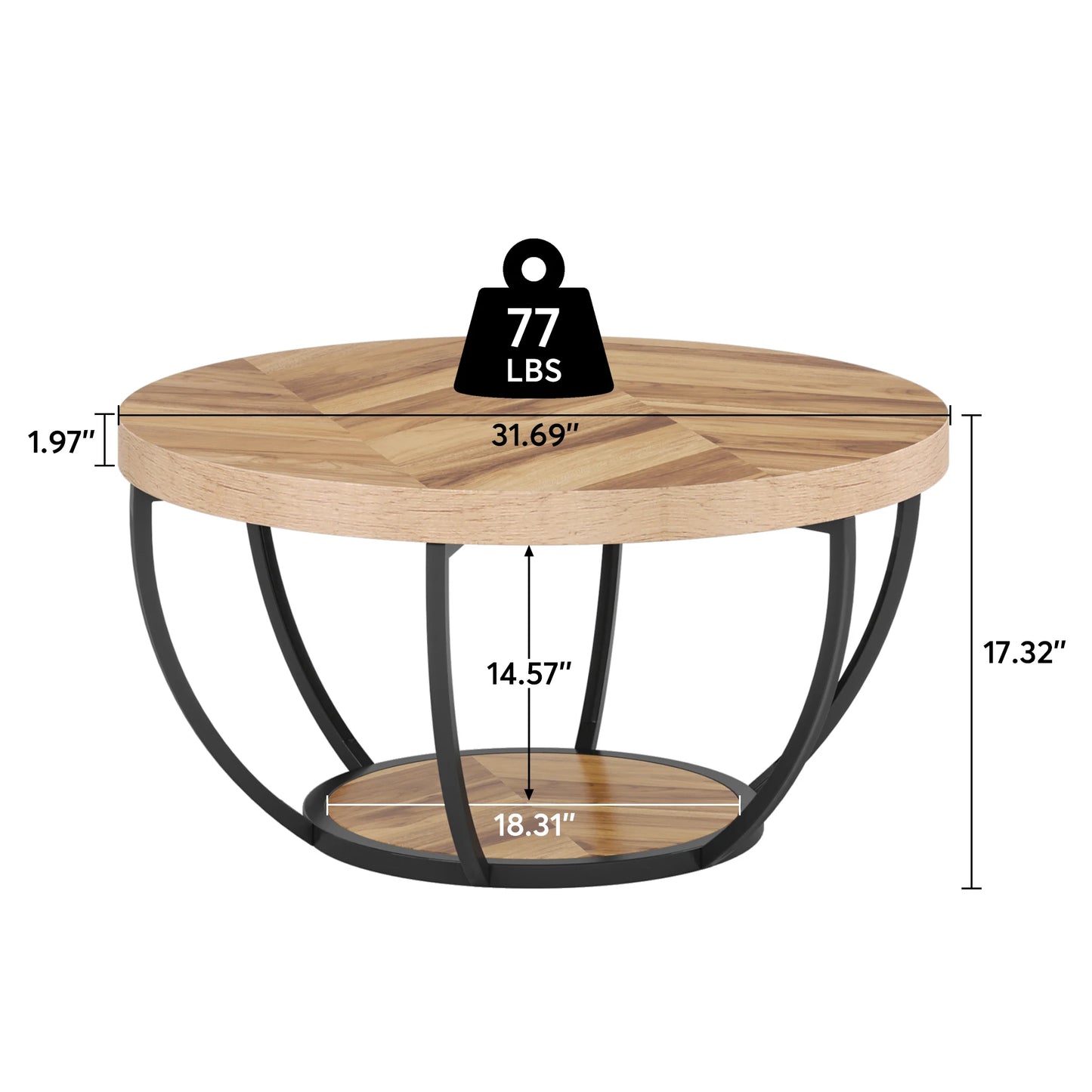 Farmhouse Industrial Round Coffee Table