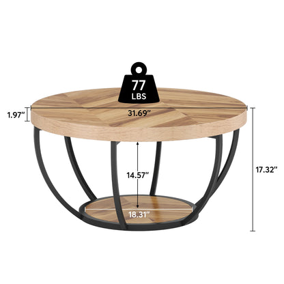 Farmhouse Industrial Round Coffee Table