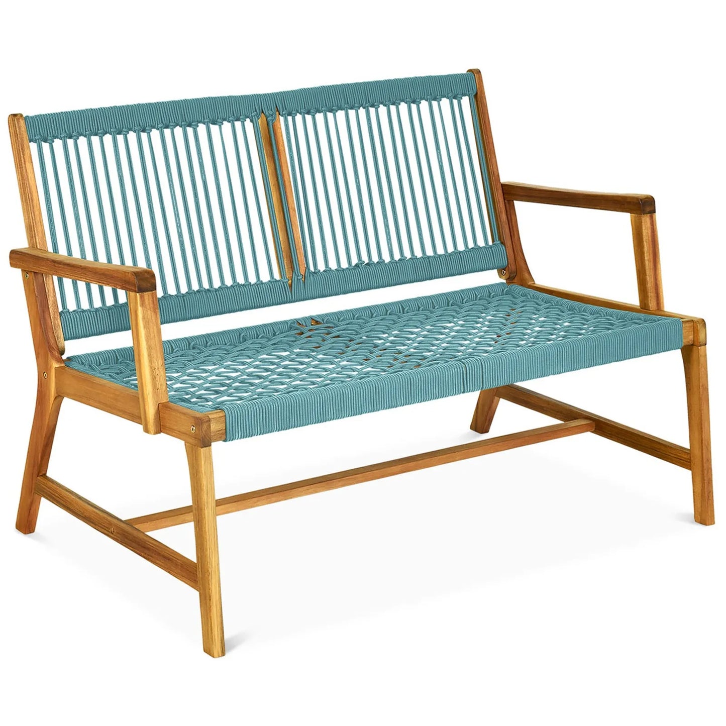 Wooden Rope Bench for Patio or Poolside