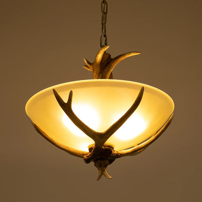 Vintage Faux Antler Ceiling Lamp with Adjustable Height