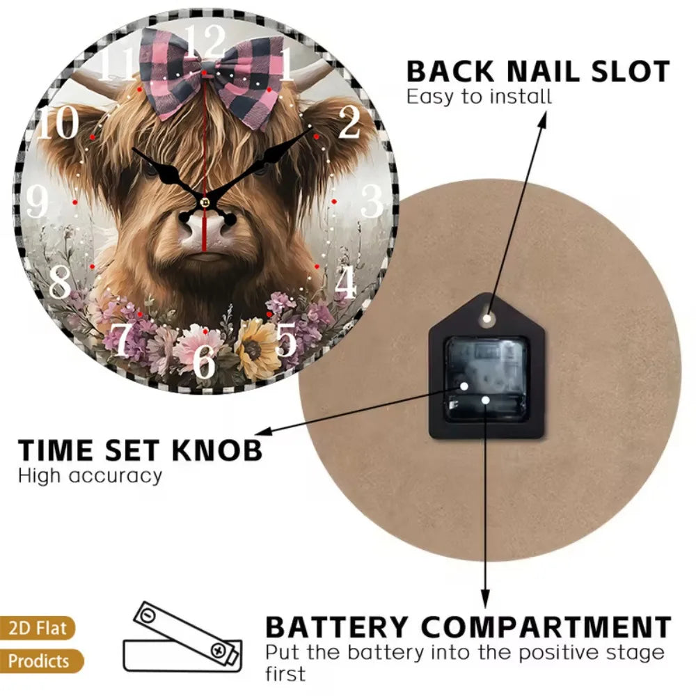Scottish Highland Cow Wall Clock