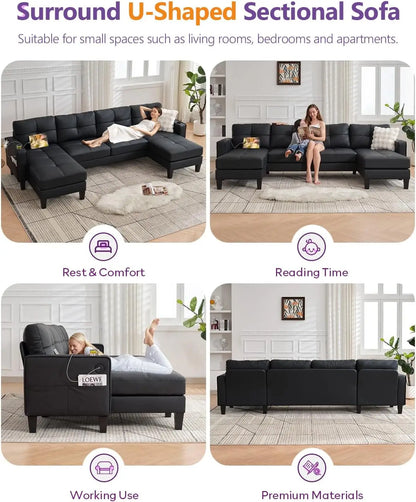 Sectional Sofa with Cup Holders & USB