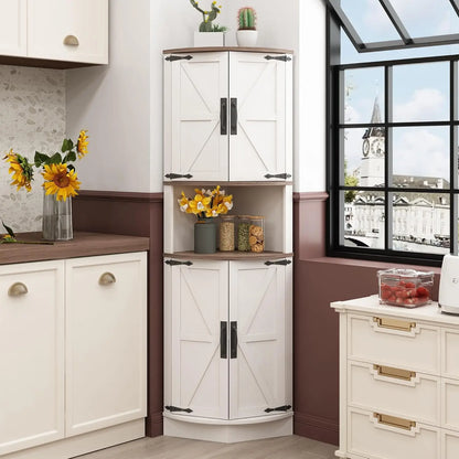 64.8" Tall Farmhouse Corner Storage Cabinet