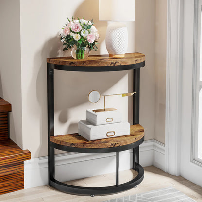 Farmhouse Industrial Semi Circle End Table