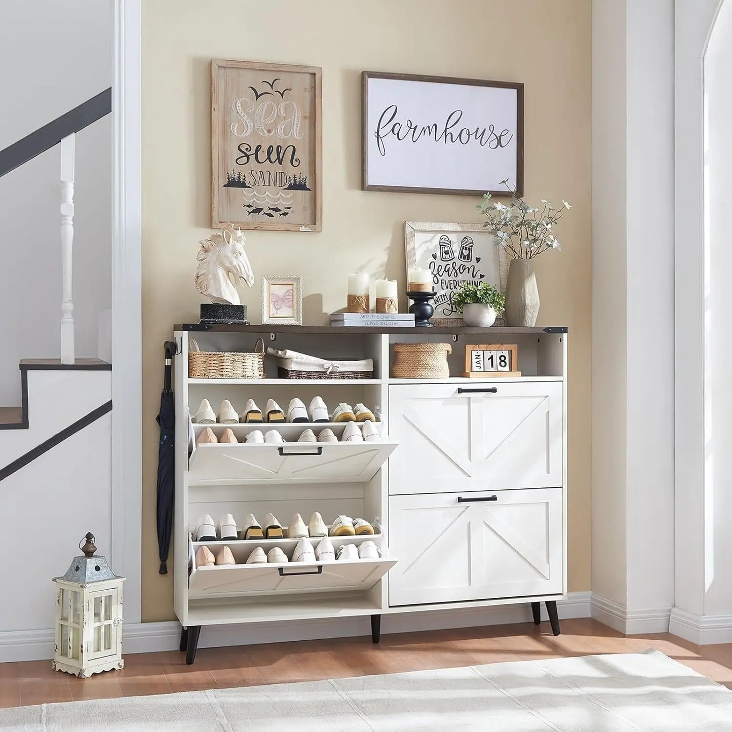 Farmhouse Shoe Storage Cabinet