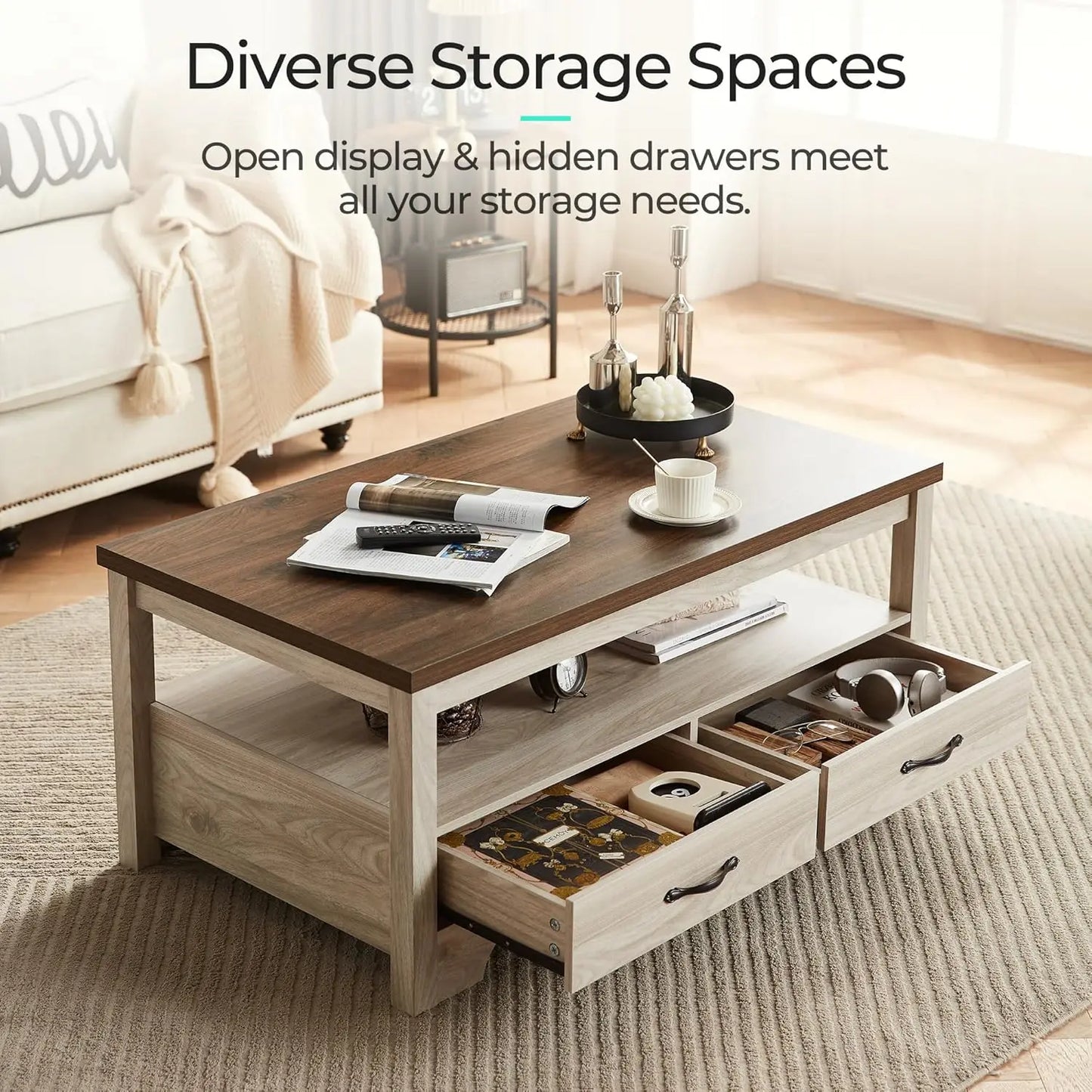 3 Piece, Farmhouse Coffee Table Set & 2 End Tables