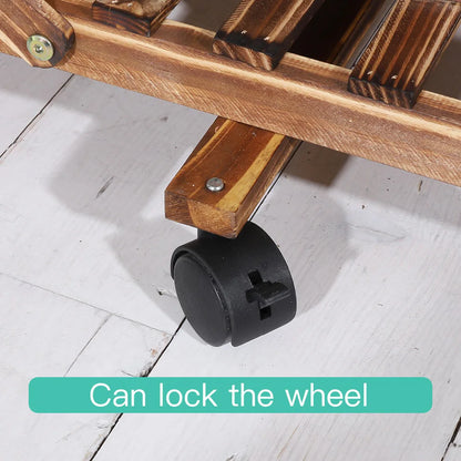 Wooden Plant Stand for Indoor, Outdoor with Wheels