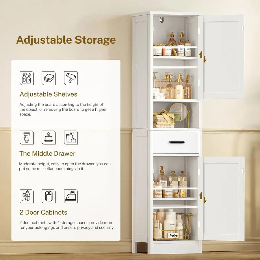 67" Tall Bathroom Storage Cabinet with Barn Doors