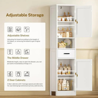 67" Tall Bathroom Storage Cabinet with Barn Doors