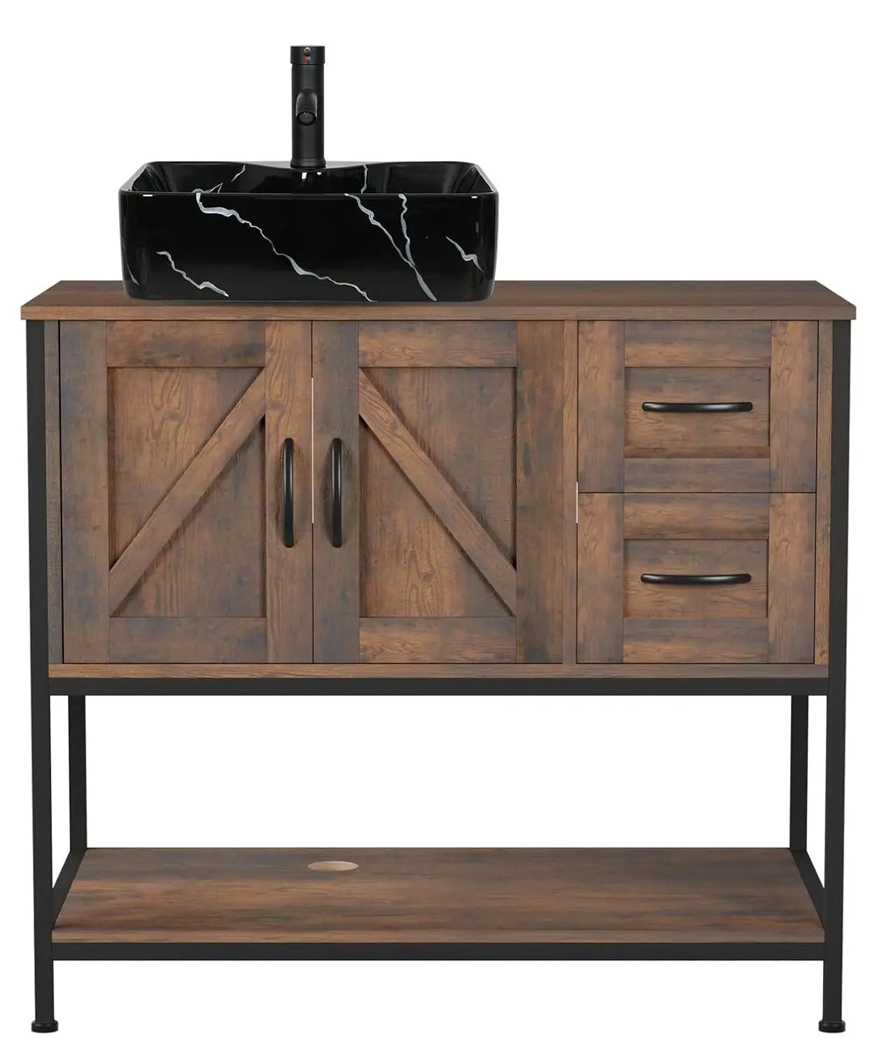 Farmhouse Bathroom Vanity with Ceramic Vessel Sink