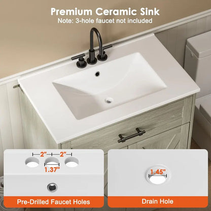 Farmhouse Bathroom Vanity with Ceramic Sink