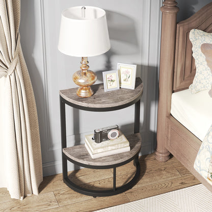 Farmhouse Industrial Semi Circle End Table