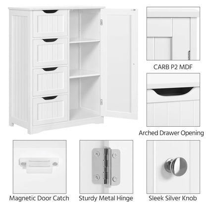 Floor Cabinet with 4 Drawers for Living Room & Bathroom