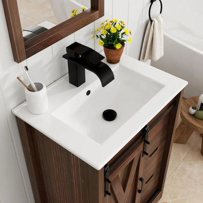 Farmhouse Bathroom Vanity with Sink, Faucet & Mirror