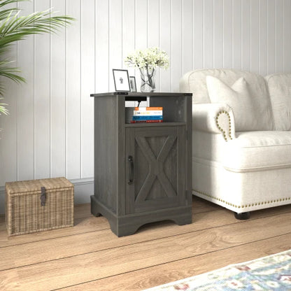 Farmhouse Nightstand or End Table with Charging Station
