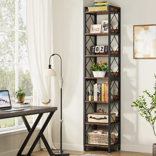 78.7" Tall Bookshelf or Storage Rack for Living Room, Bathroom or Office