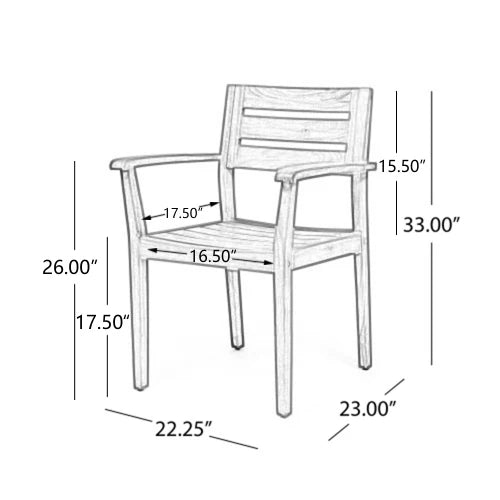 Set of 2 Acacia Wood Outdoor Patio Armchairs