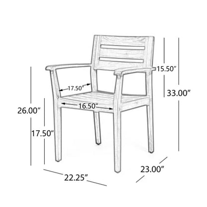 Set of 2 Acacia Wood Outdoor Patio Armchairs
