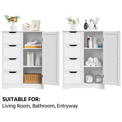 Floor Cabinet with 4 Drawers for Living Room & Bathroom