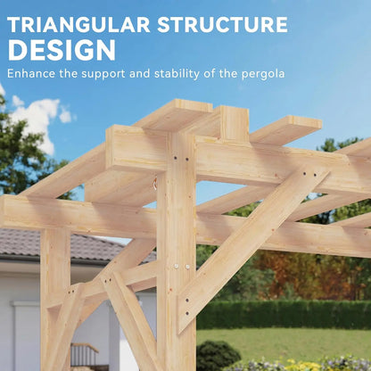 Wooden Pergola Swing Bench for Patio