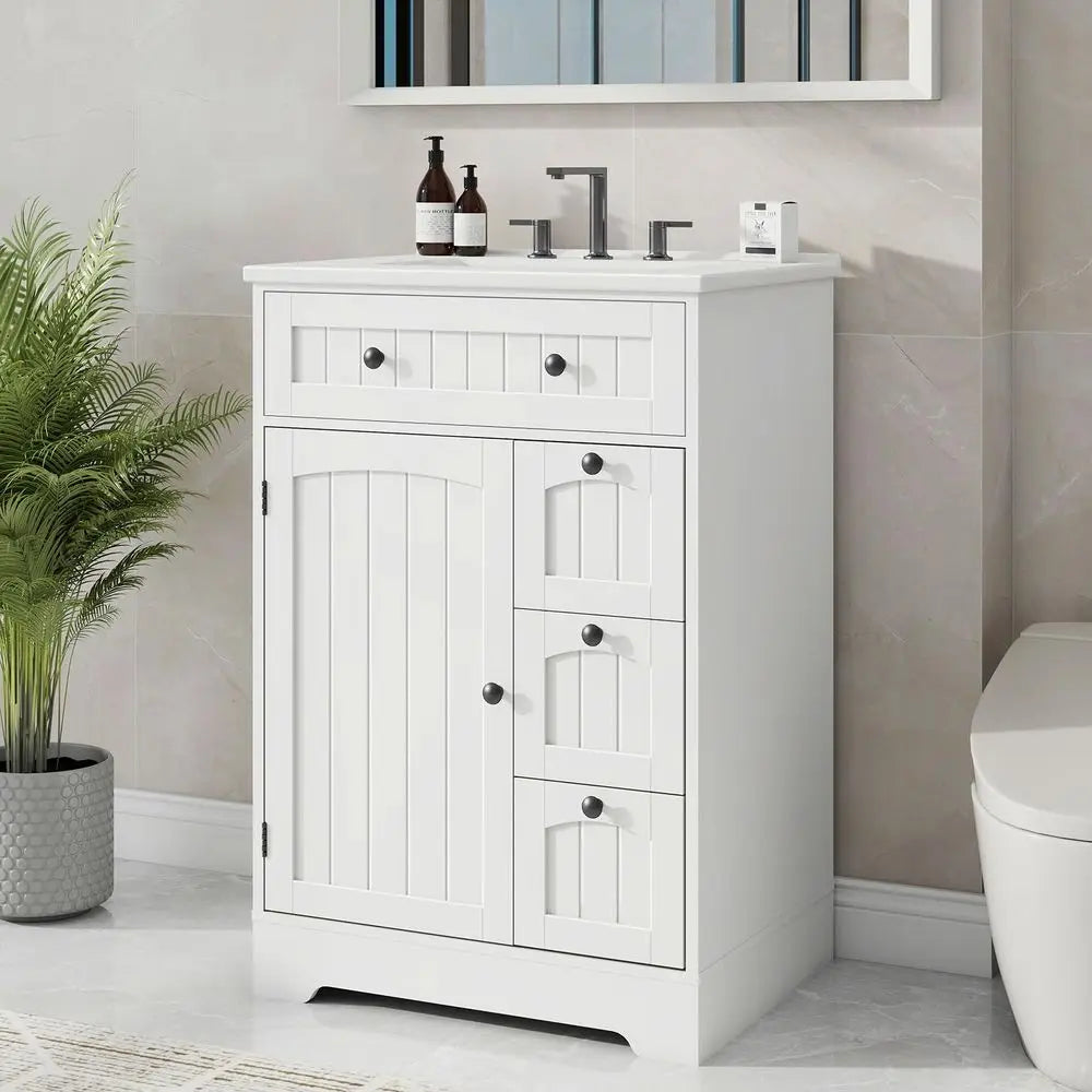 Farmhouse Bathroom Vanity with Ceramic Sink