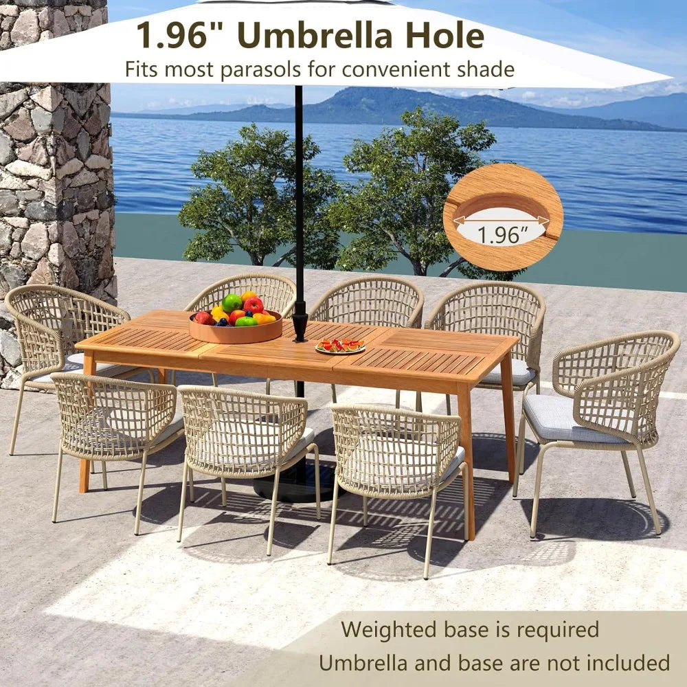 Wooden Outdoor Dining Table with Umbrella Hole