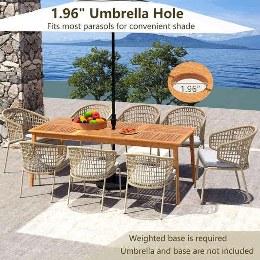 Wooden Outdoor Dining Table with Umbrella Hole