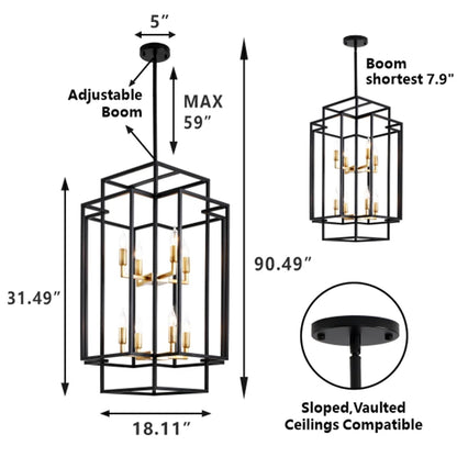 Farmhouse Lantern Pendant Light for Dining Room, Living Room or Entryway