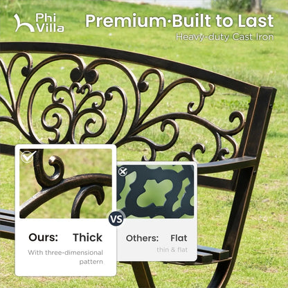 Cast Iron Steel Garden Bench for Patio or Porch