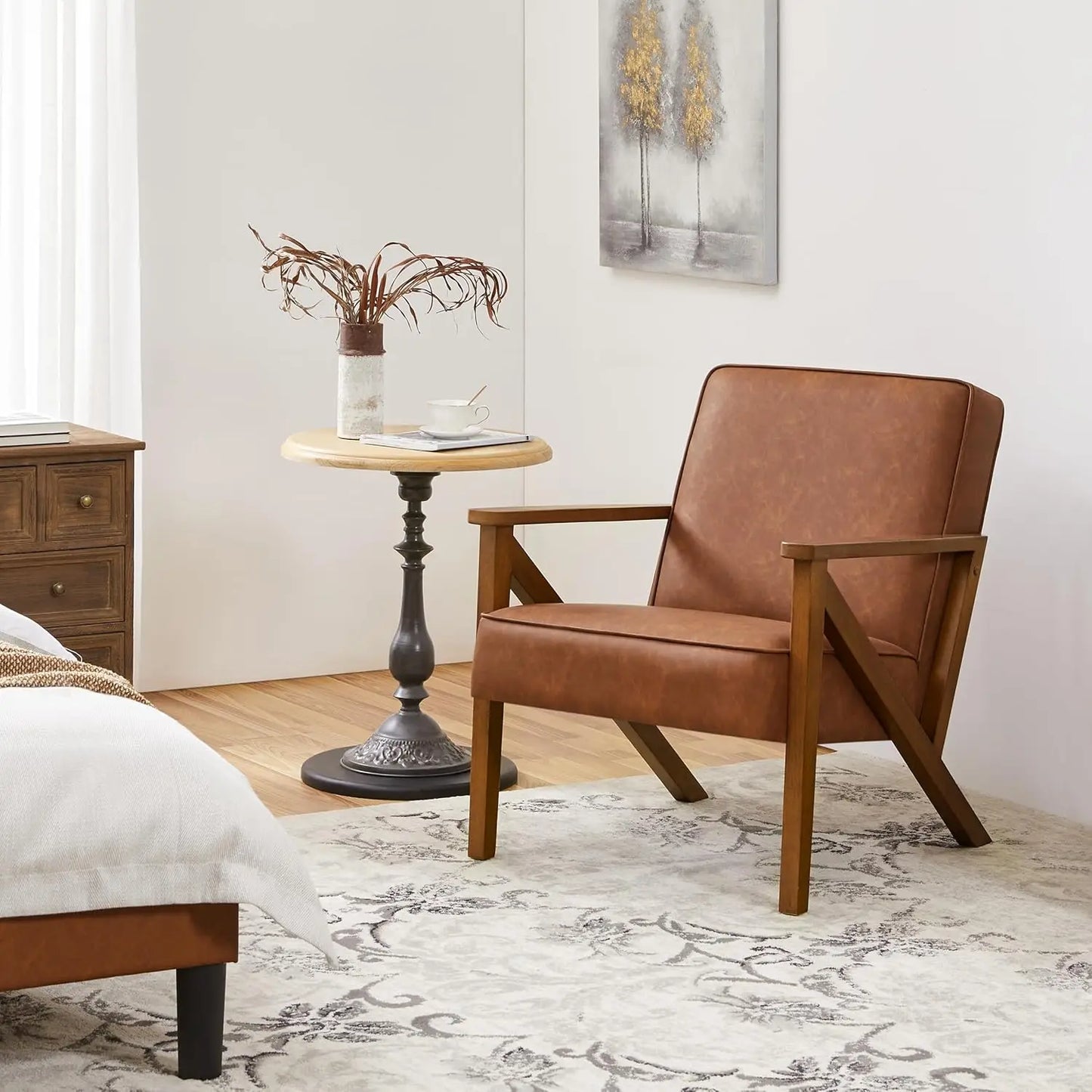 Set of 2 Armchairs with Wood Frame