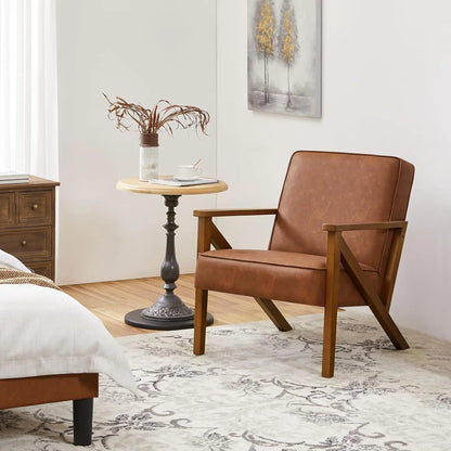 Set of 2 Armchairs with Wood Frame