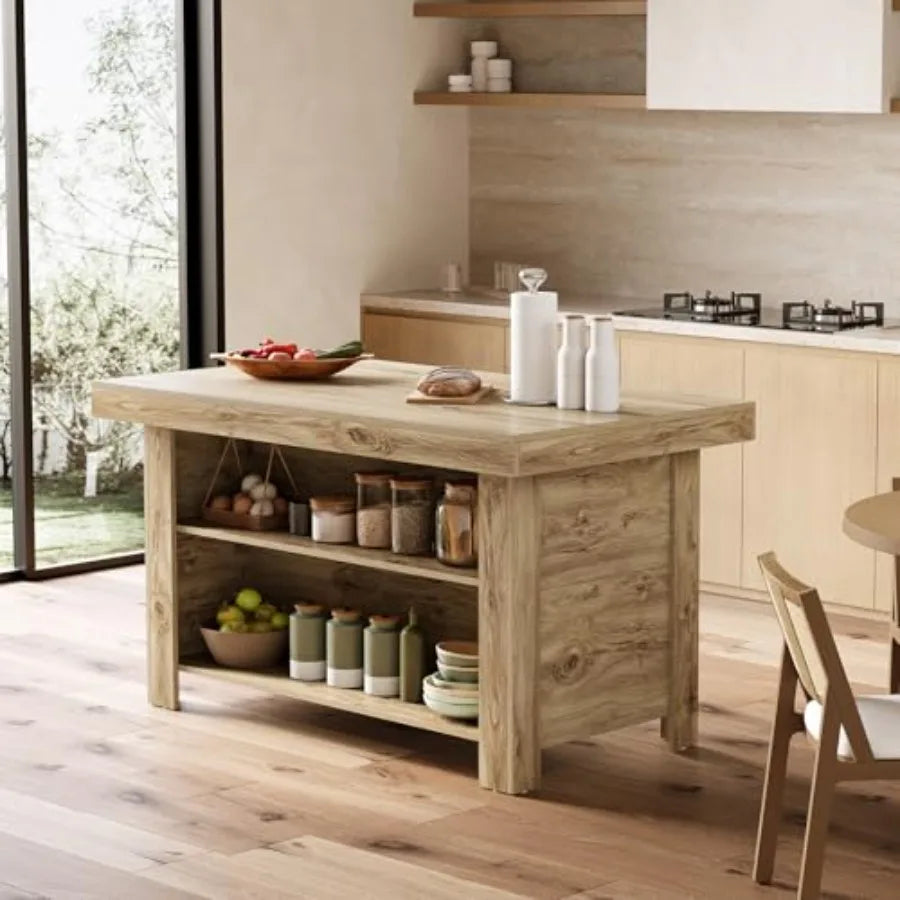 3-Tier Farmhouse Kitchen Island with Storage