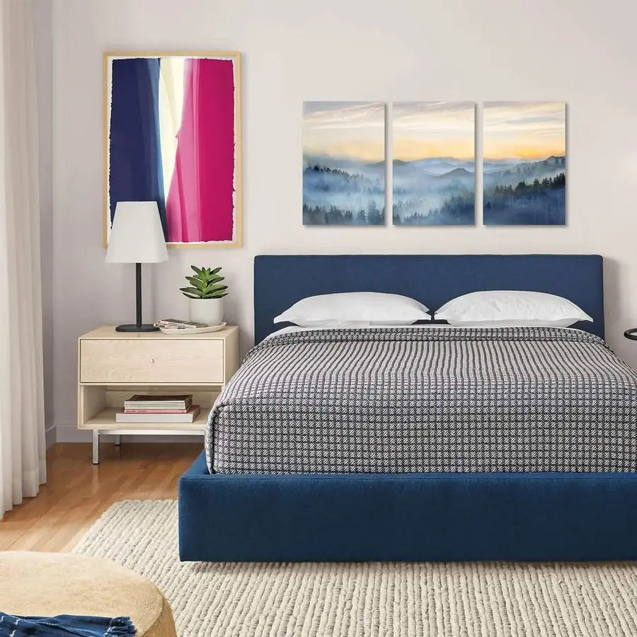 3-Panel Sunrise Misty Forest Framed Wall Art