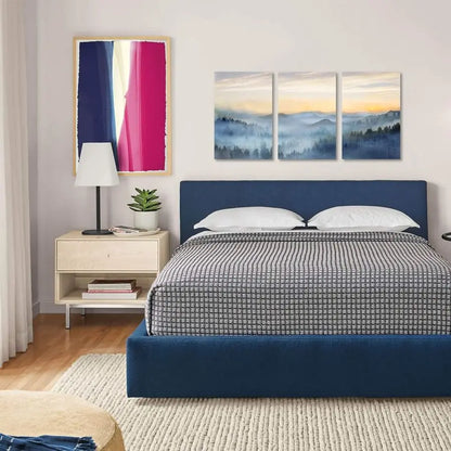 3-Panel Sunrise Misty Forest Framed Wall Art