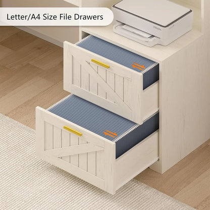 Farmhouse Home Office Desk with Storage