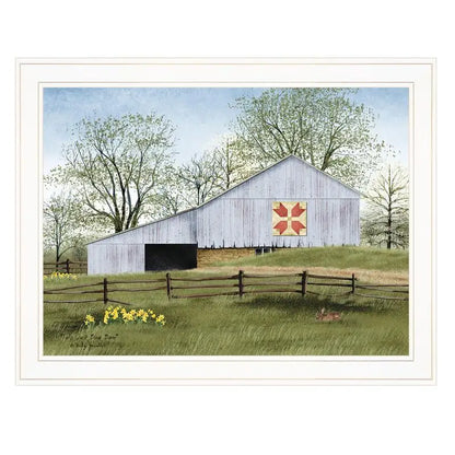 Tulip Quilt Block Barn Framed Print, Ready to Hang